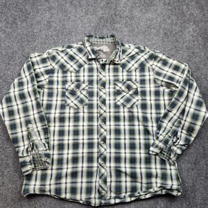 Wrangler 20X Shirt Mens XL Blue Plaid Western Pearl Snap Long Sleeve Cowboy